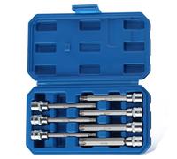 LEONTOOL 3/8" Drive Extra Long Torx Star Bit Socket Set, T25 to T60, 7-Piece, 110mm Length, Chrome Vanadium Steel, Impact Resistant, Anti-Slip, Portable Case