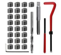 LEONTOOL 30 Piece M6 x 1.0mm Thread Repair Kit, HSS Drill Helicoil Thread Repair Kit, Metric Bolt Thread Repair Insert Kit Portable Rethreading Tool Kit, Compatible Hand Tool Set for Auto Repairing