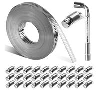 LEONTOOL 304 Stainless Steel Hose Clamp Assortment Kit DIY 32.8FT Metal Strap and 30 Stronger Fasteners Large Adjustable Worm Gear Band Hose Clamps Screw Clamps for Pipe Duct Tube and Fuel Line