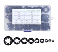 LEONTOOL 360PCS Internal Tooth Star Lock Washers 9 Sizes Quick Speed Locking Washers Assortment Kit Push On Speed Clips Fasteners, M2/M2.5/M3/M4/M5/M6/M8/M10/M12 Push Nuts for Unthreaded Shafts