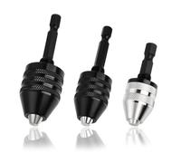 LEONTOOL 3Pcs Keyless Drill Chuck Adapter for Impact Driver, 1/4 Inch Hex Shank Quick Change Drill Bit Converter Set, Includes 0.3-6.5mm, 0.6-8mm and 0.3-3.6mm Micro Chucks Extension