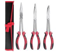 LEONTOOL 3PCS Long Reach Pliers Set, 11 Inch Extra Long Needle Nose Pliers Set, Straight, 45 Degree, 90 Degree Curved Needle Nose Pliers with Serrated Jaw, Long Handle Pliers for Narrow Spaces
