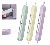 LEONTOOL 3PCS Upgraded 2 in 1 Needle Threaders Seam Ripper, Automatic Plug-in Needle Threader Ergonomic Stitch Remover Tool Effortless Quick Sewing Accessory for Hand Sewing Knitting Craft Embroidery