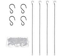 LEONTOOL 4-Pack 25.5-Inch Hanging Basket Chain with Hooks for Bird Feeders, Planters Basket, Lanterns, Wind Chimes, and Decorative DIY Crafts, Adjustable Black Chain with Clips, Outdoor Indoor Use
