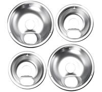LEONTOOL 4 Pack Chrome Drip Pans Kits Electric Stove Drip Pans Stove Burner Drip Pan fit for Camco, GE, Hotpoint, Electric Range or Stoves Kitchen, Includes 2 Pcs 6-Inch and 2 Pcs 8-Inch Drip Bowls
