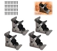 LEONTOOL 4 Pack Folding Brackets Foldable Self-Lock Hinges with Screws, Heavy Duty Lock Extension Support Bracket for Table Chair Bed Leg Feet, 0-90 Degrees Quick-Install Folding Table Legs Brackets