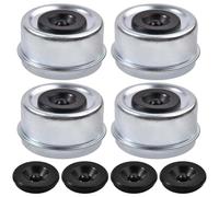 LEONTOOL 4 Pcs 2.44" Trailer Axle Dust Cap Cup Grease Cover with Extra 4 Rubber Plugs, Trailer Axle Wheel Hub and Bearing Dust Cap for Most 5200 to 6000 Pound Axles Dexter EZ Lube Camper RV Boat