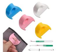 LEONTOOL 4 Pcs 3mm/4mm Edge Stitch Lock Sewing Gauge, Sewing Needle Gauge Measuring Tool Mini Sewings Finger Ruler DIY Stitching kit Tool with Elastic Clips and Thread Picker for Beginners