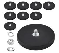 LEONTOOL 4 PCS Rubber Coated Magnets Over 8.5 KG Adhesive Power,Magnet Backing Anti-Scratch Neodymium Magnet Base with M6 Threaded Studs and Nuts for Video Recorder Stand Light Bar Mirror Camera Tool