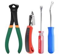 LEONTOOL 4 PCS Upholstery Staple Remover Tack Puller Nail Remover Tool Set Includs End Cutting Pliers, U & V Tip Tack Lifters, Staple Puller for Furniture Floor Wall Wooden Case Car Photo Frame Carpet