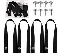 LEONTOOL 4 Sets RV Sliding Door Straps with Snaps Button & Screws, RV Pocket Camper Door Straps 18 Inch Long Security Strap UV-Resistant Boat Ladder Strap for Pontoon Boat Ladder Accessories, Black
