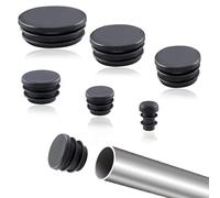 LEONTOOL 48 Pcs 6 Sizes Round Plastic Hole Plugs 1/2" 3/4" 1" 1-1/4" 1-1/2" 2" Black Round Tubing Plug Pipe Tubing End Cap for Metal Tube Chair Glide Insert Finishing Plug Furniture Finishing Plug