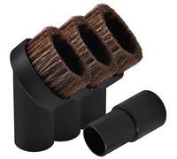 LEONTOOL 4PCS Vacuum Attachment Set 3PCS Black Round Horse Hair Brushes 1.25 Inch Brush Replacement with 1-1/4" to 1-3/8" Vacuum Hose Adapter Tool for Shark and Standard Hose Accessories Brush
