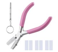 LEONTOOL 5-Inch Double Nylon Flat Jaw Pliers with 3 Replacement Tips and Screwdriver, Ideal for Jewelry Making and Wire Work