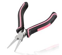 LEONTOOL 5-Inch Round Nose Pliers for Jewelry Making Wire Looping Plier Smooth Jaws Wire Bending Pliers Jewelry Making Tool Precision DIY Hand Tool for Wire Looping Wrapping, Pink Tool for Women