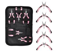 LEONTOOL 5 Pieces Mini Pliers Set Includes Long Nose, Round Nose, Flat Nose, Bent Nose and Diagonal Plier, Small Precision Pliers for Making Crafts, Electronic Repairing & Jewelry, with Pouch
