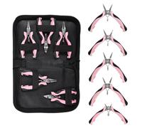 LEONTOOL 5 Pieces Mini Pliers Set Includes Long Nose, Round Nose, Flat Nose, Bent Nose and Diagonal Plier, Small Precision Pliers for Making Crafts, Electronic Repairing & Jewelry, with Pouch