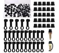 LEONTOOL 50 Pcs Grease Fitting Caps, Black Brake Bleeder Cap, Cars Accessories Bleeder Valve Caps, Grease Fitting Cap Rubber Dust Cover with Keeper for Car， Trucks， Motorcycle and Bicycle
