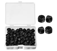 LEONTOOL 50Pcs M4 x 0.7mm Locknuts, Metric Self-Lock Nylon Inserted Hex Lock Nuts Black Zinc Plated 304 Stainless Steel Self Clinching Nut for Auto, Machine, Furniture, Tiny Nut with Storage Box