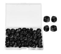 LEONTOOL 50Pcs M8 x 1.25mm Locknuts, Metric Self-Lock Nylon Inserted Hex Lock Nuts Black Zinc Plated 304 Stainless Steel Self Clinching Nut for Auto, Machine, Furniture, Tiny Nut with Storage Box
