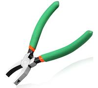 LEONTOOL 6-Inch Breaker Grozer Pliers, 3/8 Inch Flat Curved Jaw | For Stained Glass, Glass Breaking Tool, For Glass Ceramics Mosaic Art, Spring Loaded