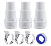 LEONTOOL 7 Pack Universal Combo Hose Adapter 1-1/4" or 1-1/2" Pool Pump Hose Connector Replacement with Clamps for Above Ground Tank Pump, Filters, Skimmers, Chlorine Feeders and Other Tank Equipment