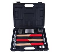 LEONTOOL 7 Piece Auto Body Repair Tool Kit, Carbon Steel Auto Body Hammer and Dolly Set for Fender Dent Repair, Professional Auto Body Shaping and Forming Repair Kit with Carrying Case, Wood Handles