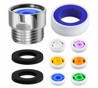 LEONTOOL 7 Shower Flow Reducer Limiter Set, Water Saver Adapter Set 1/2 Inch Shower Head Flow Restrictor Pressure Reducer for Fixed and Handheld Showers Heads, 1.2/1.5/1.8/2.0/2.2/2.5 GPM