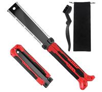 LEONTOOL 8-Inch Folding Japanese Pull Saw, Double-Edged Hand Saw with SK5 Blade(13/14 TPI), Pocket Camping Saws with Portable Pouch & Brush, Woodworking Flush Cut Pruning Saws for Hard/Soft Wood