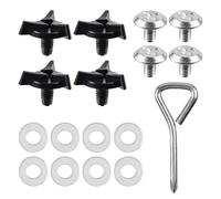 LEONTOOL 8 Pcs Motorcycle Helmet Visor Screws with 8 Pcs Rubber Washers and 1 Pc Triangular Screwdriver Helmet Accessories for Motorcross Helmets (Black, Silver)