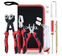LEONTOOL 9 Pcs Heavy Duty Glass Running Breaking Pliers and Class Cutters Tools Kit with Replacement Cutting Wheel Engraving Pen Glass Cutter Kit for Stained Glass Tiles Mosaic Cutting
