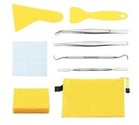 LEONTOOL 9 Pcs Mosaic Tools Beginners Set, Including Scrapers, Straight Head Tweezer, Curved Head Tweezer, Double-Ended Hook, Spatula, Sponge, Cloth and Storage Pouch