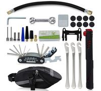 LEONTOOL Bicycle Repair Tools Kit with Saddle Bag, Mini Bike Pump, Multitool, Tire Levers and Patches - Emergency Essentials for Mountain Bike, Camping, Travel