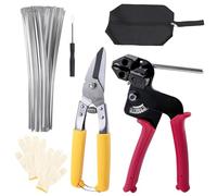 LEONTOOL Cable Tie Gun with 100pcs 4.6 x 300mm Self-Locking Stainless Steel Zip Ties, Metal Zip Ties Tool Heavy Duty Outdoor Fastening Cable Tie Gun Tool for Chain Link Fence Exhaust Pipe Chicken Wire