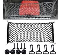 LEONTOOL Cargo Net Stretchable 35.4x15.8 Inches Adjustable Elastic Trunk Storage Organizer Net Double-Layer Nylon Storage Mesh Net with Hooks, Car Interior Accessories for Cars, Trucks, SUV