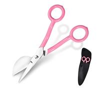 LEONTOOL Duckbill Shears, 7 in Napping Duckbill Applique Scissors for Carpet Pile - Curved Offset Handle, Rug Tufting Scissor with Pouch for Embroidery, Fabric, Thread, Knitting, Sewing, Arts & Craft