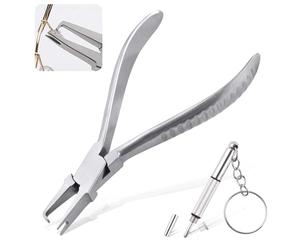 LEONTOOL Eyeglasses Frame Pliers, Unload Push in Nose Pad Plier, 6 Inches Spring Loaded Nose Pad Remover Adjustment Tools, Stainless Steel Optical Pliers, Eye Glasses Repair Kit with Mini Screwdriver