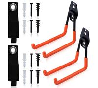 LEONTOOL Heavy Duty Garage Hooks for Hanging Tools, 2 Pack Garage Storage Utility Hooks with Strap, Wall Mount Storage Hanger Organizer for Ladder Extension Cord Tool Cable Ropes, Medium U Hooks