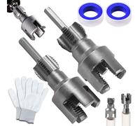 LEONTOOL Integrated Internal & External Pipe Threading Tool with 1/2" & 3/4" Dies, Dual-Function Pipe Thread Cutting Tool, Electric Drill Compatible PVC and Plastic Pipes Threader Kit for Home Repair