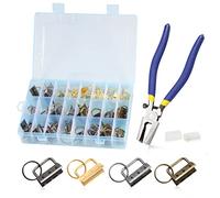 LEONTOOL Key Fob Hardware Pliers Tool 32 Pcs Keychain Fob Hardware Kit 1.25 inches 8 inches Key Fob Glass Running Plier with Rubber Cover for Wrist Strap Key Chain Lanyard Clasp Hardware