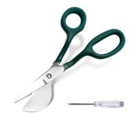 LEONTOOL Left-Handed Duckbill Shears with Screwdriver, 7 in Napping Duckbill Applique Scissors for Carpet Pile - Curved Offset Handle for Embroidery, Fabric, Thread, Knitting, Sewing, Arts & Craft