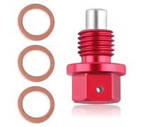 LEONTOOL M12 x 1.5 Magnetic Oil Drain Plug Aluminum Sump Drain Nut Bolt with Red Copper Crush Washer Gaskets, Leak-proof Oil Pan Drain Plug Removal Tool Replacement Car Accessories for Most Vehicles