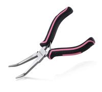 LEONTOOL Mini Bent Needle nose plier Smooth Jaws Small Bent Pliers Tweezers for Jewelry Making, Wire Wrapping and Object Gripping with Soft Grip