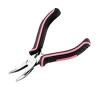 LEONTOOL Mini Bent Nose Pliers with Smooth Jaws, 5 Inches, Pink, Ideal for Jewelry Making and Mechanical Work