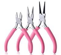 LEONTOOL Mini Jewelry Making Tools Set - 3 Pcs With Long Nose/Round Nose/Diagonal Pliers, Wire Cutters for Wire Wrapping, Beading and Crafts