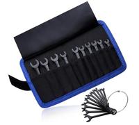 LEONTOOL Mini Wrench Set Metric 10-Piece Ignition Wrench Set, 4-11mm Open End and Box End Combination Wrenches, Super Thin Small Wrenches with Zipper Bag and Key Ring for Small Fasteners, Black