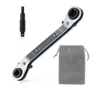 LEONTOOL Offset Ratchet Wrench Ratcheting Service Wrench 3/8" 1/4" 5/16" 3/16" HVAC Service Wrench with Hex Bit Adapter for Air Conditioning, Refrigeration Equipment, Equipment Repair