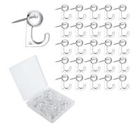 LEONTOOL Push Pin Hooks, 50 PCS Clear Plastic Thumb Tack Hook, Reusable Cork Board Hooks Decorative Push Pin with Hook for Bulletin Board Photo Wall Hangings Map Calendar Home Office School Supplies