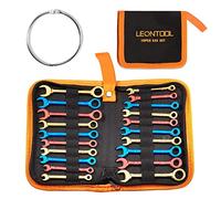 LEONTOOL Small Combination Wrench Sets Metric and Standard 20 PCS 4-11mm & 5/32" to 7/16" Color Plated Open and Box End Mini Wrenches with Key Ring Ignition Wrench Set with Zipper Bag