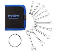 LEONTOOL Small Wrench Set Metric 10 Pcs 4mm to 11mm Open End and Box End Spanner Wrenches with Key Ring, Ignition Wrench Set Standard with Portable Storage Pouches